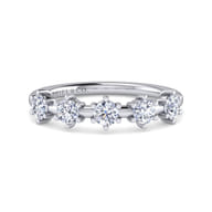 Sumatra - 14K White Gold 5 Stone Stations Stackable Diamond Anniversary Band