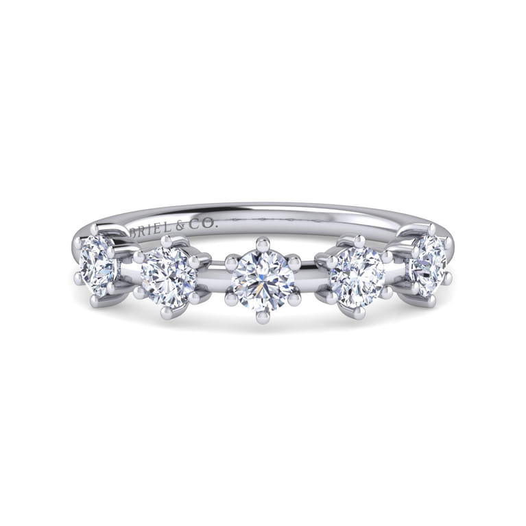 Straight Wedding Ring in 14k White Gold with Round Natural Diamond at Gabriel & Co. - Shot 1