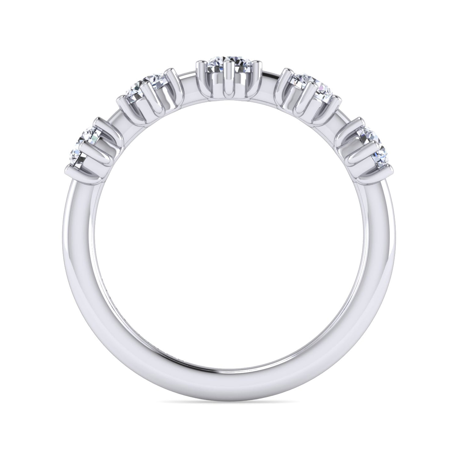 Straight Wedding Ring in 14k White Gold with Round Natural Diamond at Gabriel & Co. - Shot 2