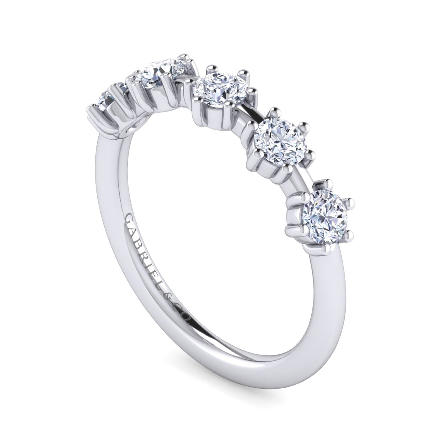 Straight Wedding Ring in 14k White Gold with Round Natural Diamond at Gabriel & Co. - Shot 3