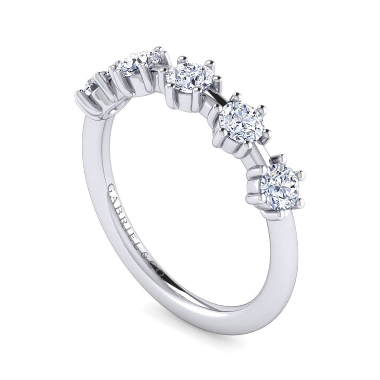 Straight Wedding Ring in 14k White Gold with Round Natural Diamond at Gabriel & Co. - Shot 3