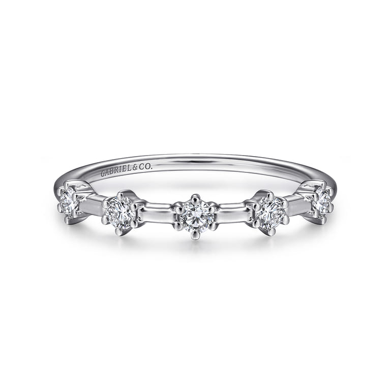 Straight Wedding Ring in 14k White Gold with Round Natural Diamond at Gabriel & Co. - Shot 1