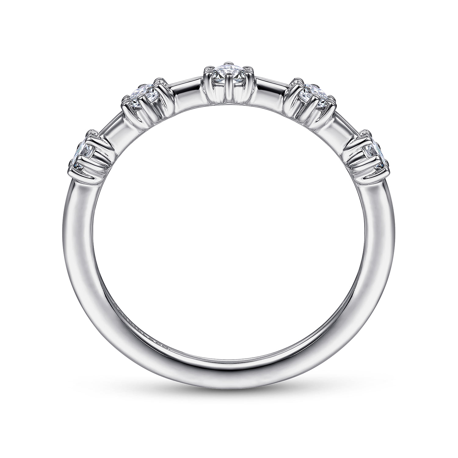 Straight Wedding Ring in 14k White Gold with Round Natural Diamond at Gabriel & Co. - Shot 2