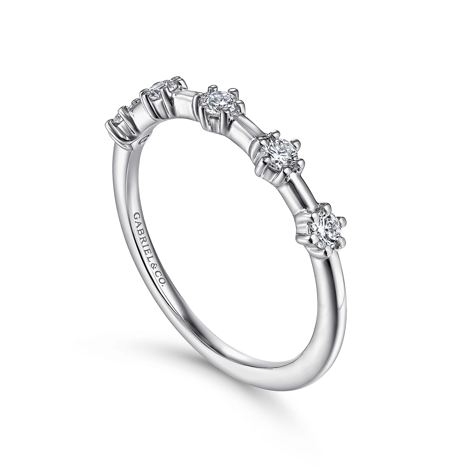Straight Wedding Ring in 14k White Gold with Round Natural Diamond at Gabriel & Co. - Shot 3