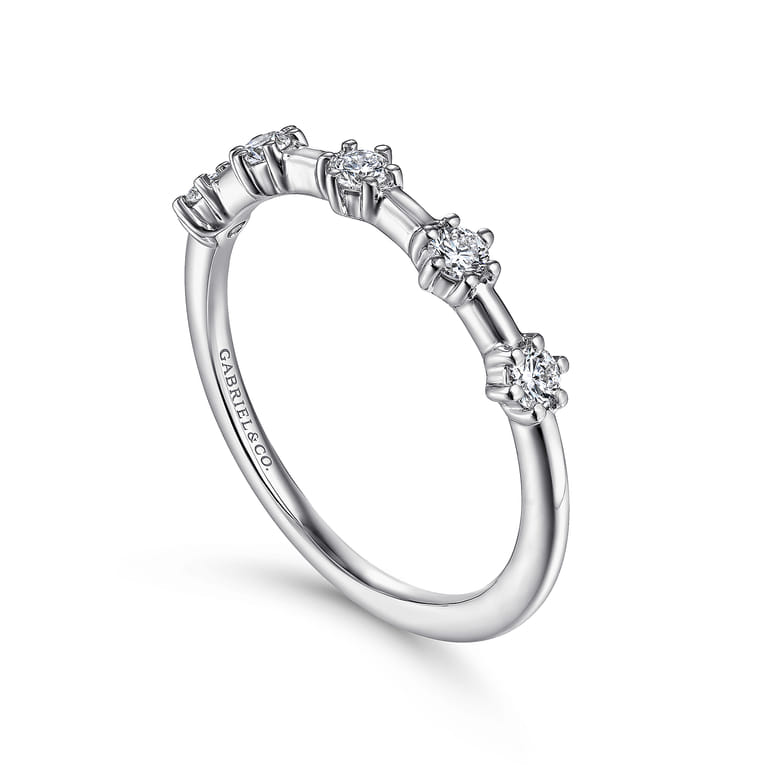 Straight Wedding Ring in 14k White Gold with Round Natural Diamond at Gabriel & Co. - Shot 3