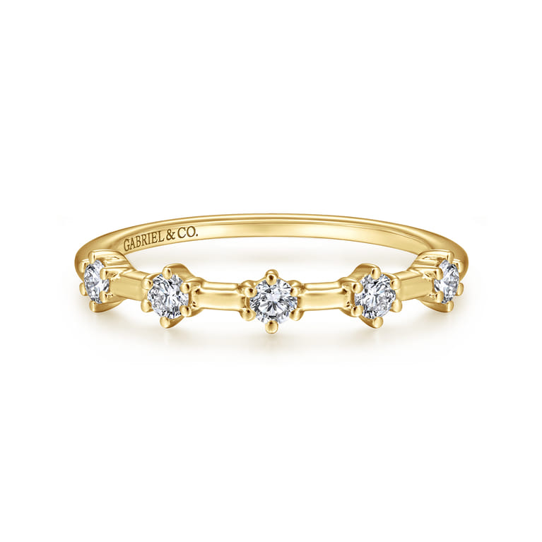 Straight Wedding Ring in 14k Yellow Gold with Round Natural Diamond at Gabriel & Co. - Shot 1