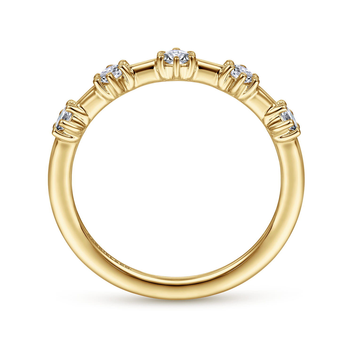 Straight Wedding Ring in 14k Yellow Gold with Round Natural Diamond at Gabriel & Co. - Shot 2