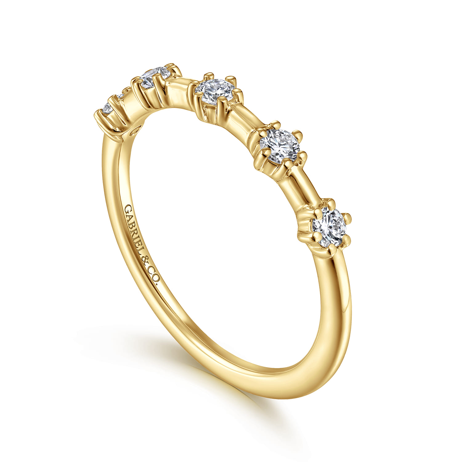 Straight Wedding Ring in 14k Yellow Gold with Round Natural Diamond at Gabriel & Co. - Shot 3