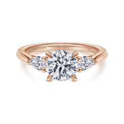 Sunday - 14K Rose Gold Round Three Stone Diamond Engagement Ring