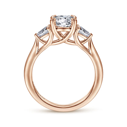 Sunday - 14K Rose Gold Round Three Stone Diamond Engagement Ring