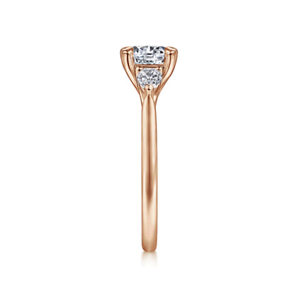 Sunday - 14K Rose Gold Round Three Stone Diamond Engagement Ring
