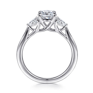 Sunday - 14K White Gold Cushion Cut 3 Stone Diamond Engagement Ring