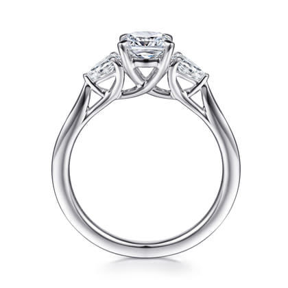 Sunday - 14K White Gold Cushion Cut 3 Stone Diamond Engagement Ring