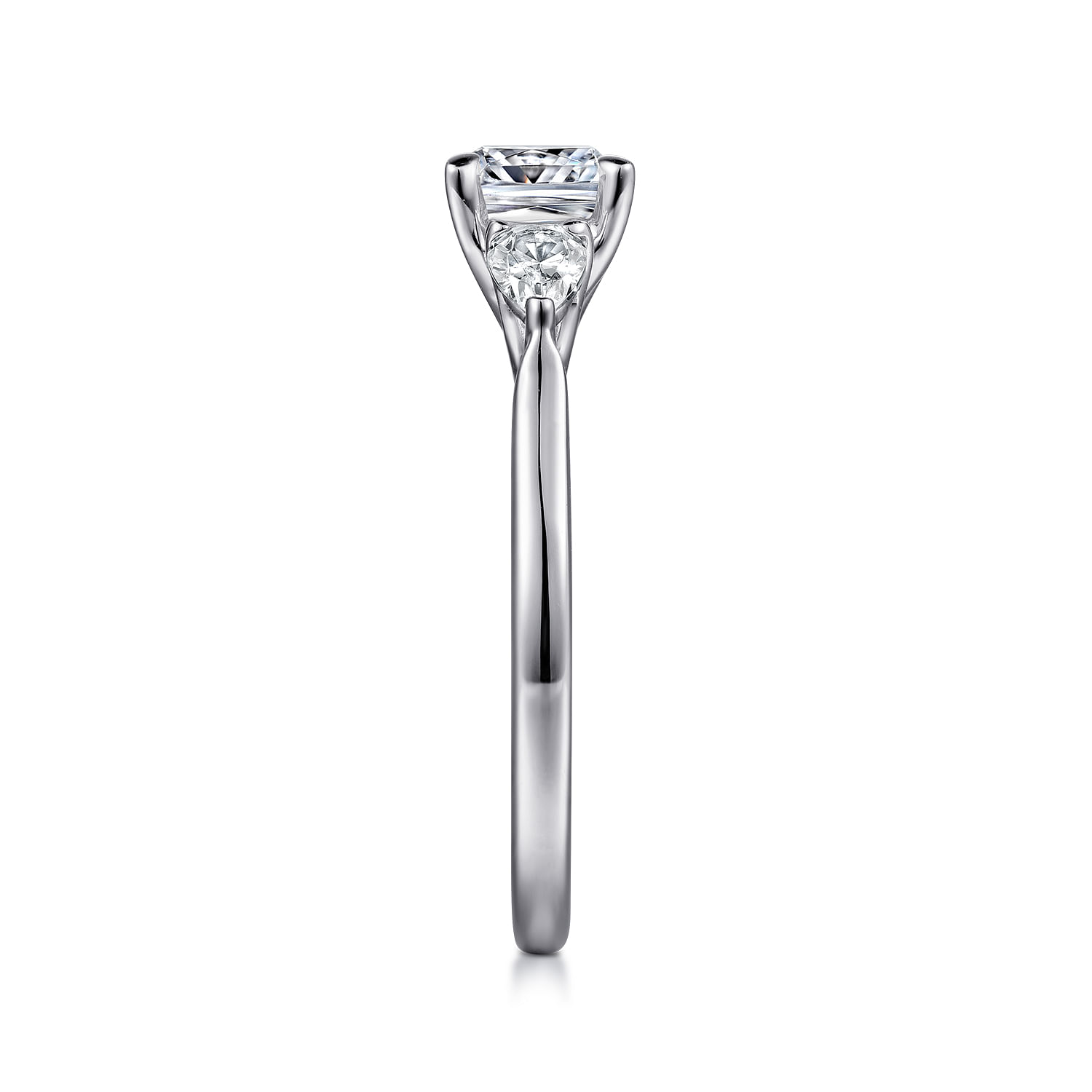 Sunday - 14K White Gold Cushion Cut 3 Stone Diamond Engagement Ring