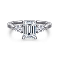 Sunday - 14K White Gold Emerald Cut 3 Stone Diamond Engagement Ring