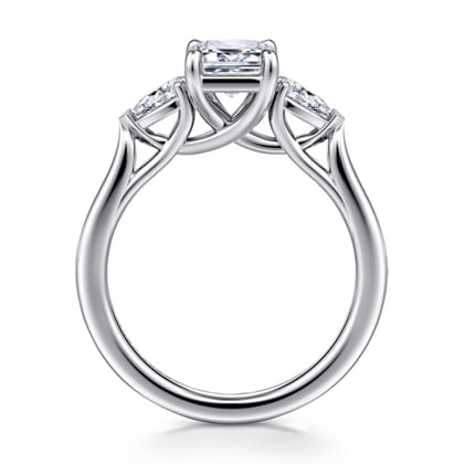 Sunday - 14K White Gold Emerald Cut 3 Stone Diamond Engagement Ring