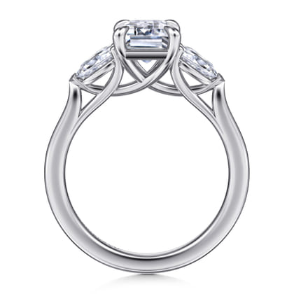 Sunday - 14K White Gold Emerald Cut 3 Stone Diamond Engagement Ring