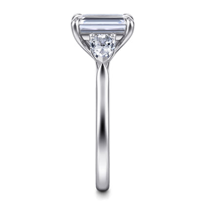 Sunday - 14K White Gold Emerald Cut 3 Stone Diamond Engagement Ring