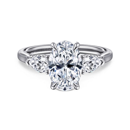 Sunday - 14K White Gold Oval 3 Stone Diamond Engagement Ring
