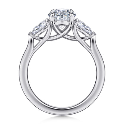 Sunday - 14K White Gold Oval 3 Stone Diamond Engagement Ring