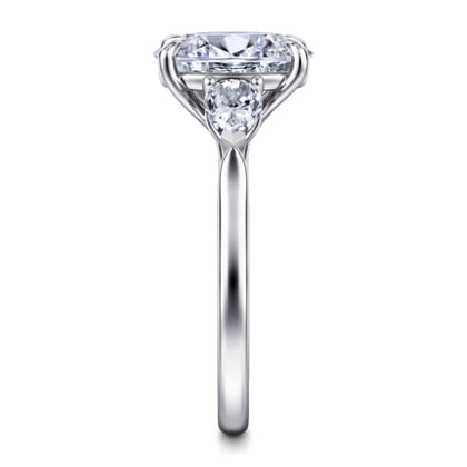 Sunday - 14K White Gold Oval 3 Stone Diamond Engagement Ring