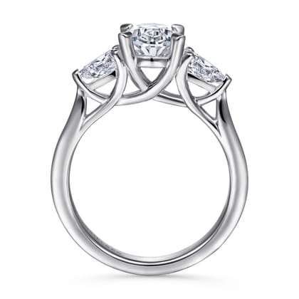Sunday - 14K White Gold Oval Three Stone Diamond Engagement Ring