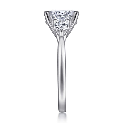 Sunday - 14K White Gold Oval Three Stone Diamond Engagement Ring