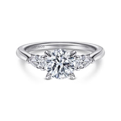 Sunday - 14K White Gold Round 3 Stone Diamond Engagement Ring