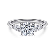 Sunday - 14K White Gold Round 3 Stone Diamond Engagement Ring