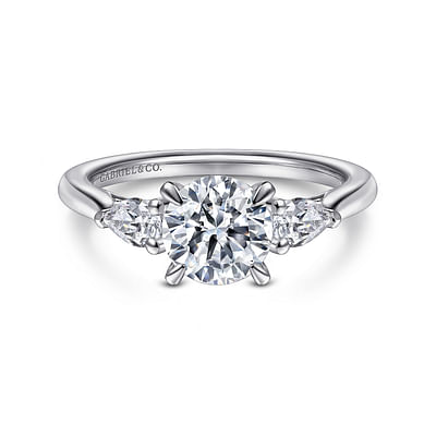 Sunday - 14K White Gold Round 3 Stone Diamond Engagement Ring