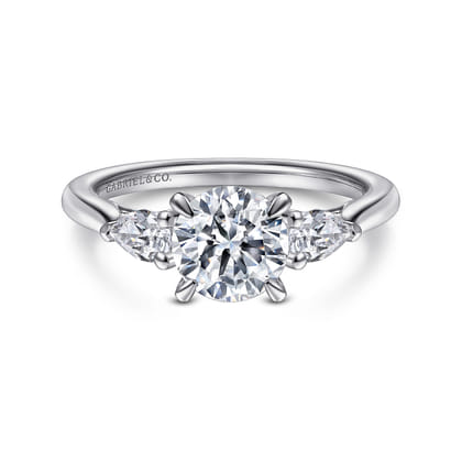 Sunday - 14K White Gold Round 3 Stone Diamond Engagement Ring