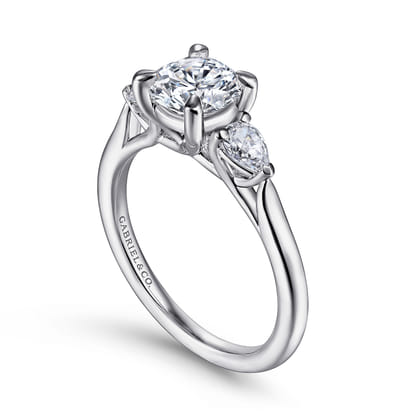 Sunday - 14K White Gold Round 3 Stone Diamond Engagement Ring