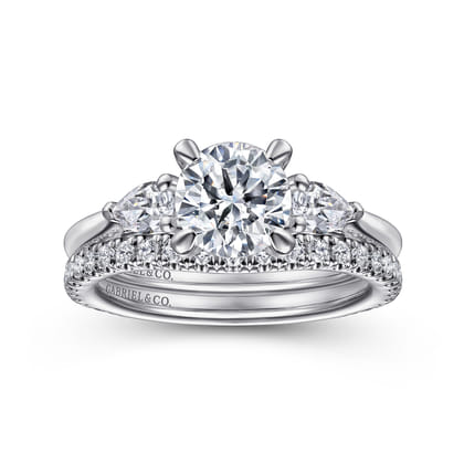 Sunday - 14K White Gold Round 3 Stone Diamond Engagement Ring