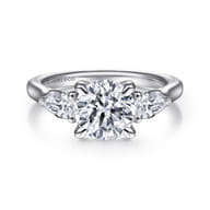 Sunday - 14K White Gold Round 3 Stone Diamond Engagement Ring