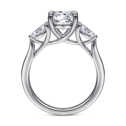 Sunday - 14K White Gold Round 3 Stone Diamond Engagement Ring