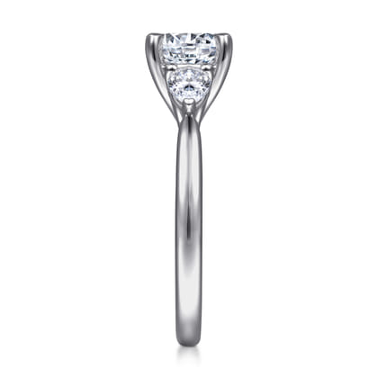 Sunday - 14K White Gold Round 3 Stone Diamond Engagement Ring