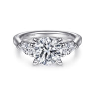 Sunday - 14K White Gold Round 3 Stone Diamond Engagement Ring