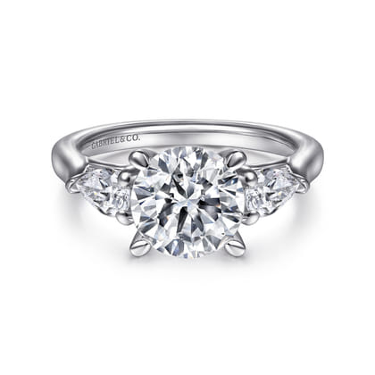Sunday - 14K White Gold Round 3 Stone Diamond Engagement Ring
