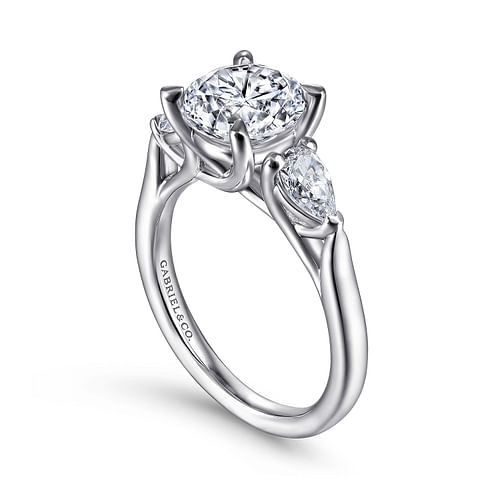 Sunday - 14K White Gold Round 3 Stone Diamond Engagement Ring - 0.57 ct - Shot 3