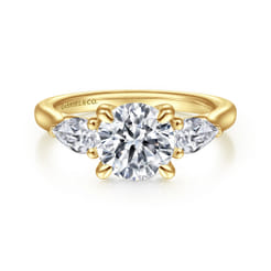 Sunday - 14K Yellow Gold Round 3 Stone Diamond Engagement Ring