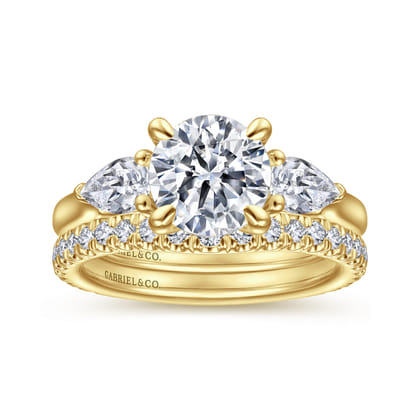 Sunday - 14K Yellow Gold Round 3 Stone Diamond Engagement Ring
