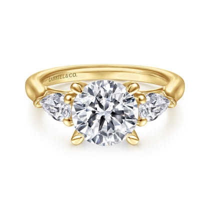 Sunday - 14K Yellow Gold Round 3 Stone Diamond Engagement Ring