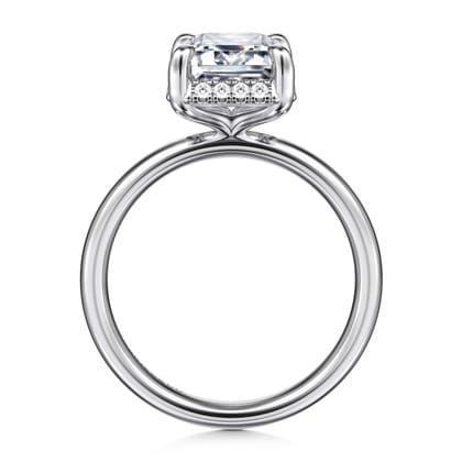 Symphony - 14K White Gold Emerald Cut Hidden Halo Diamond Engagement Ring