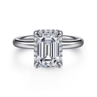 Symphony - 14K White Gold Emerald Cut Hidden Halo Diamond Engagement Ring