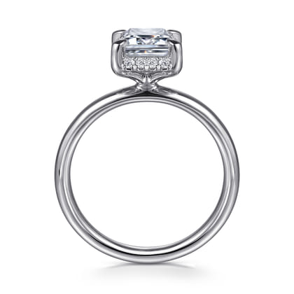 Symphony - 14K White Gold Emerald Cut Hidden Halo Diamond Engagement Ring