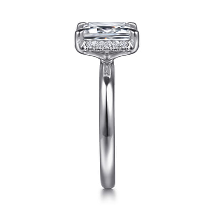 Symphony - 14K White Gold Emerald Cut Hidden Halo Diamond Engagement Ring