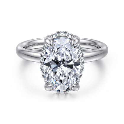 Symphony - 14K White Gold Oval Hidden Halo Diamond Engagement Ring