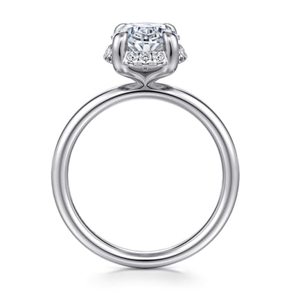 Symphony - 14K White Gold Oval Hidden Halo Diamond Engagement Ring
