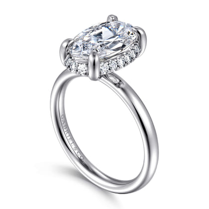 Symphony - 14K White Gold Oval Hidden Halo Diamond Engagement Ring