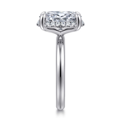 Symphony - 14K White Gold Oval Hidden Halo Diamond Engagement Ring